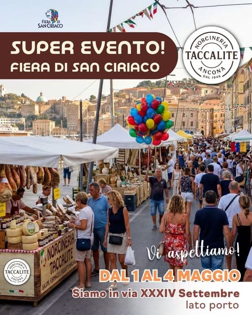 Dal 1 al 4 maggio ci trovi in via XXXIV Settembre, lato porto, per la Fiera di San Ciriaco.
