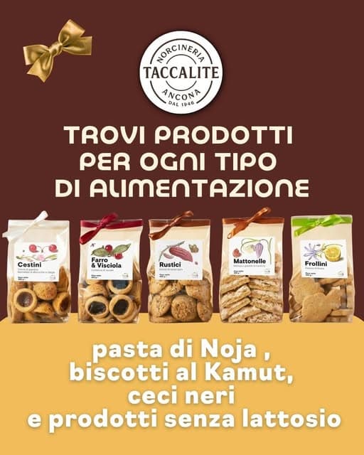Prodotti per ogni tipo di alimentazione: pasta di Noja al farro e al grano saraceno, biscotti al Kamut, ceci…